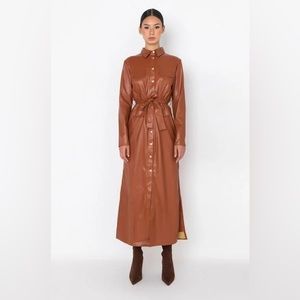 AKIRA Vegan Leather Shirt Dress